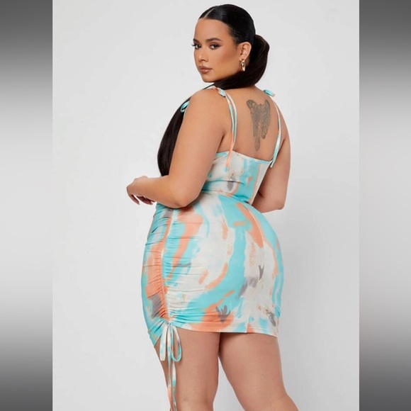 Tye dye cowl neck body con dress NWOT - Picture 2 of 6